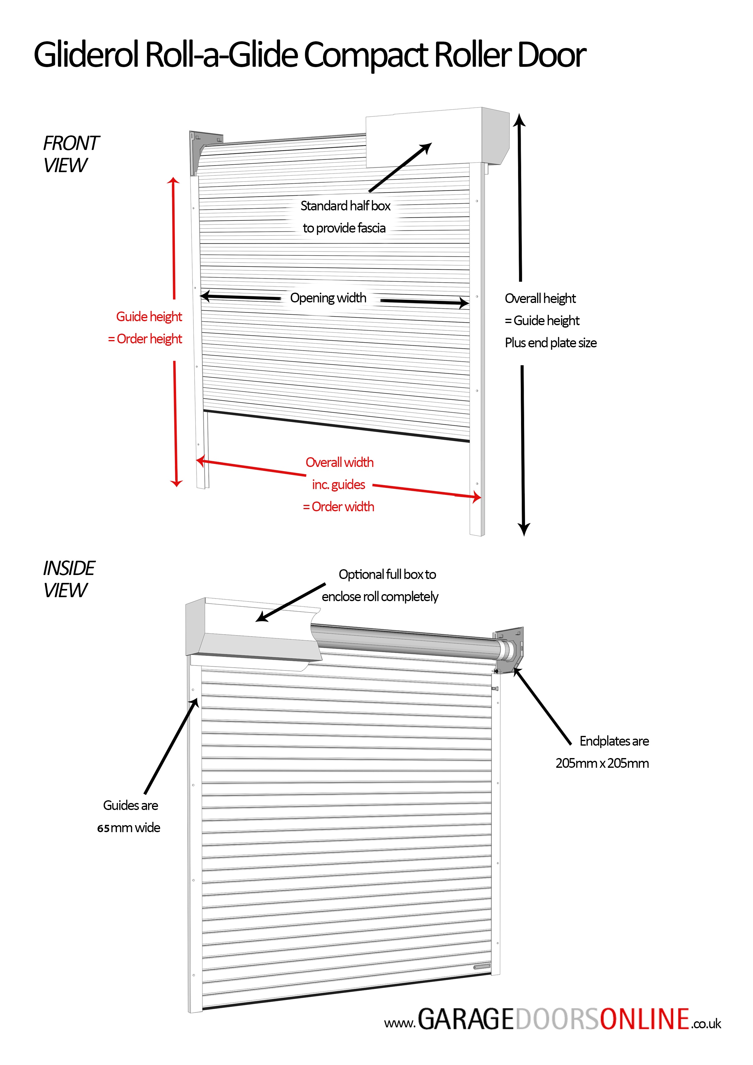 Gliderol Compact Roller Door with Full Hood (12 Colour Options